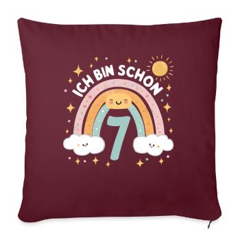 Chemise 7ème anniversaire Nuage Arc-en-ciel - Housse de coussin décorative 45 x 45 cm - bordeaux - Devant