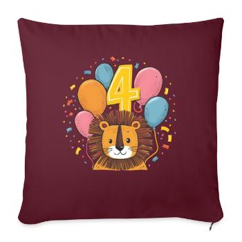 4ème anniversaire Leo Fête d’anniversaire des enfants - Housse de coussin décorative 45 x 45 cm - bordeaux - Devant