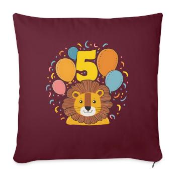 5ème anniversaire Leo Fête d’anniversaire des enfants - Housse de coussin décorative 45 x 45 cm - bordeaux - Devant