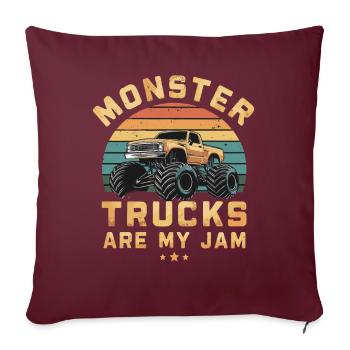 Monster Trucks Are A Jam Retro Sunset - Housse de coussin décorative 45 x 45 cm - bordeaux - Devant