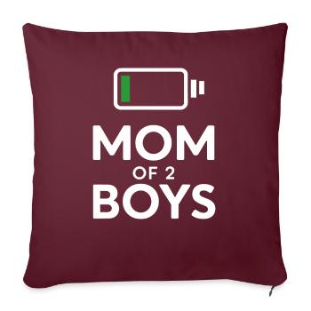 Drôle batterie faible charge Maman de 2 garçons - Housse de coussin décorative 45 x 45 cm - bordeaux - Devant