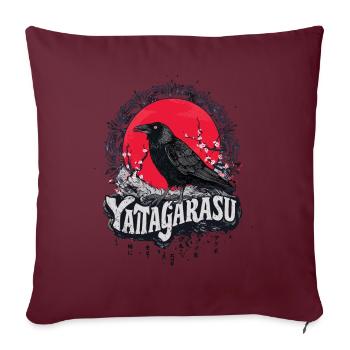 Mythologie japonaise Corbeau à trois pattes Yatagarasu - Housse de coussin décorative 45 x 45 cm - bordeaux - Devant