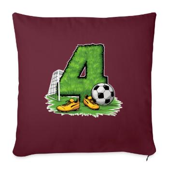 4ème anniversaire 4 ans de football Joueur de football - Housse de coussin décorative 45 x 45 cm - bordeaux - Devant