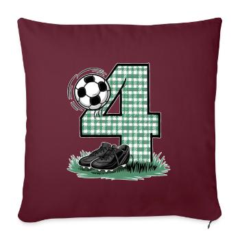 4ème anniversaire 4 ans de football Joueur de football - Housse de coussin décorative 45 x 45 cm - bordeaux - Devant