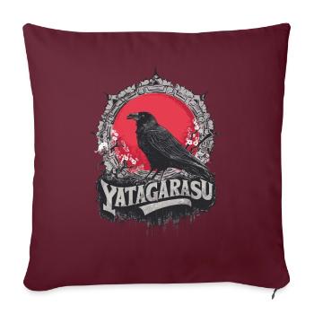 Mythologie japonaise Corbeau à trois pattes Yatagarasu - Housse de coussin décorative 45 x 45 cm - bordeaux - Devant