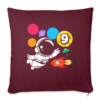 9e anniversaire garçons 9 ans anniversaire astronaute - Housse de coussin décorative 45 x 45 cm - bordeaux - Devant