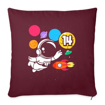 14e anniversaire Anniversaire des astronautes des garçons - Housse de coussin décorative 45 x 45 cm - bordeaux - Devant
