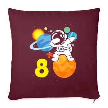 8e anniversaire garçons 8 ans anniversaire astronaute - Housse de coussin décorative 45 x 45 cm - bordeaux - Devant