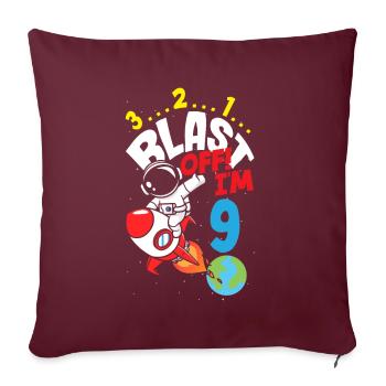 9e anniversaire garçons 9 ans astronaute anniversaire - Housse de coussin décorative 45 x 45 cm - bordeaux - Devant