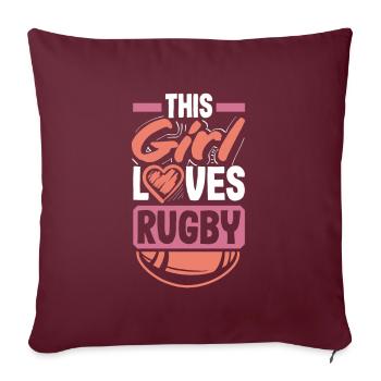 Cette fille adore le rugby - Housse de coussin décorative 45 x 45 cm - bordeaux - Devant