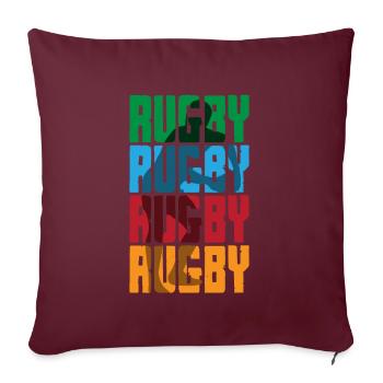 Rugby Rugby Rugby Rugby in Bunt - Sofakissenbezug 45 x 45 cm - Burgunderrot - Vorne