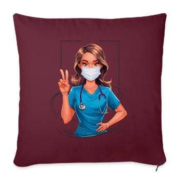 Lustige Krankenschwester mit Humor - Sofakissenbezug 45 x 45 cm - Burgunderrot - Vorne