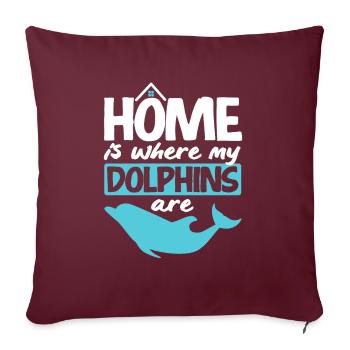 La maison est là où sont mes dauphins - Housse de coussin décorative 45 x 45 cm - bordeaux - Devant
