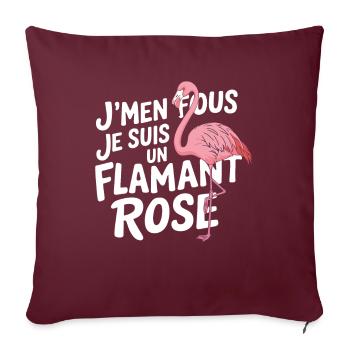 J'm'en Fous Je Suis Un Flamant Rose Humour - Housse de coussin décorative 45 x 45 cm - bordeaux - Devant