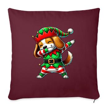Noël Beagle Elf Drôle Beagle Amant - Housse de coussin décorative 45 x 45 cm - bordeaux - Devant