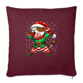 Vache de Noël Elfe Drôle Vache Amoureux Fermier - Housse de coussin décorative 45 x 45 cm - bordeaux - Devant