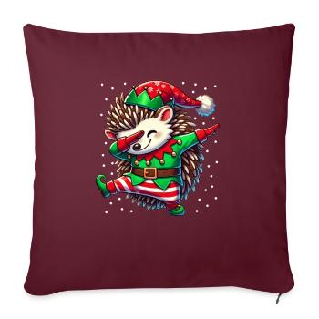 Weihnachten Igel Elf Lustiger Igel Liebhaber - Sofakissenbezug 45 x 45 cm - Burgunderrot - Vorne