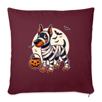 Dobermann Halloween Mumie Niedlicher Dobermann - Sofakissenbezug 45 x 45 cm - Burgunderrot - Vorne