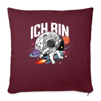 4ème anniversaire garçons 4 ans astronaute anniversaire - Housse de coussin décorative 45 x 45 cm - bordeaux - Devant