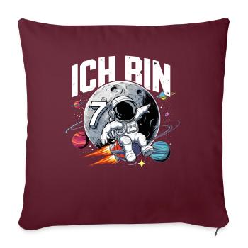 7e anniversaire garçons 7 ans anniversaire astronaute - Housse de coussin décorative 45 x 45 cm - bordeaux - Devant