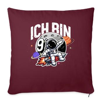 9e anniversaire garçons 9 ans astronaute anniversaire - Housse de coussin décorative 45 x 45 cm - bordeaux - Devant