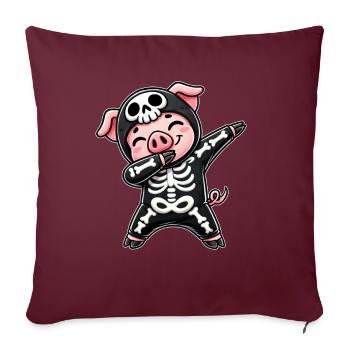 Halloween squelette mignon cochon hommes - Housse de coussin décorative 45 x 45 cm - bordeaux - Devant