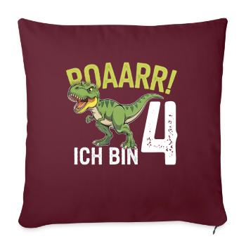 4ème anniversaire 4 ans Dino Dinosaur Fan - Housse de coussin décorative 45 x 45 cm - bordeaux - Devant