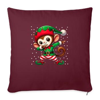 Noël Singe Elfe Drôle Singe Amoureux Singe - Housse de coussin décorative 45 x 45 cm - bordeaux - Devant
