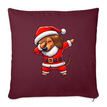 Teckel de Noël Père Noël Amoureux du teckel drôle - Housse de coussin décorative 45 x 45 cm - bordeaux - Devant