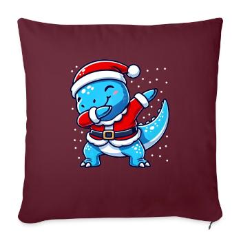 Noël T-rex Père Noël Drôle de T-rex Amoureux - Housse de coussin décorative 45 x 45 cm - bordeaux - Devant