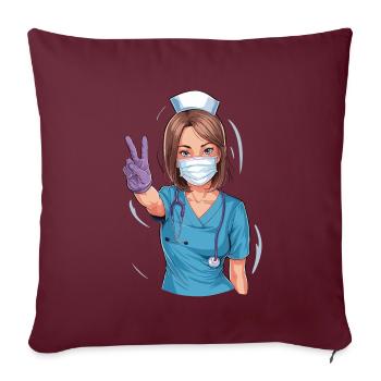 Lustige Krankenschwester mit Humor - Sofakissenbezug 45 x 45 cm - Burgunderrot - Vorne