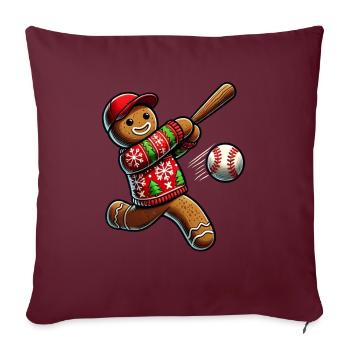 Baseball Noël Pain d’épice Homme Baseball - Housse de coussin décorative 45 x 45 cm - bordeaux - Devant