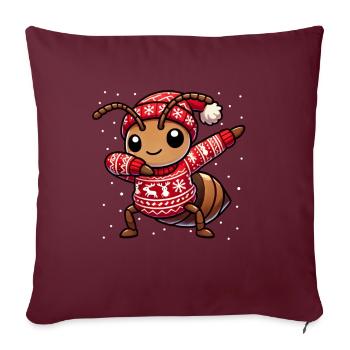 Noël Fourmi Insecte Drôle Fourmi Moche - Housse de coussin décorative 45 x 45 cm - bordeaux - Devant