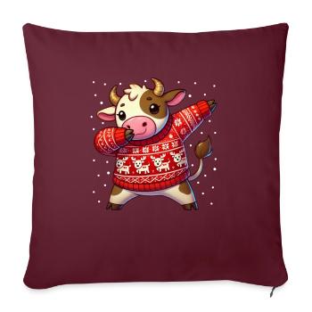 Vache de Noël fermier drôle vache moche - Housse de coussin décorative 45 x 45 cm - bordeaux - Devant