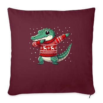 Crocodile de Noël Drôle Crocodile Moche - Housse de coussin décorative 45 x 45 cm - bordeaux - Devant