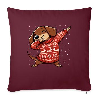 Noël Teckel Chien Teckel Moche Noël - Housse de coussin décorative 45 x 45 cm - bordeaux - Devant