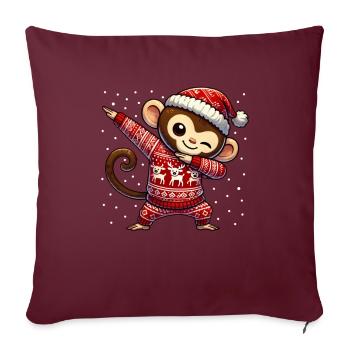 Noël Singe Chimpanzé Noël laid - Housse de coussin décorative 45 x 45 cm - bordeaux - Devant