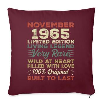 Légende Depuis Novembre 1965 Millésime Novembre 1965 - Housse de coussin décorative 45 x 45 cm - bordeaux - Devant