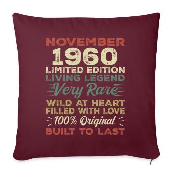 Légende Depuis Novembre 1960 Millésime Novembre 1960 - Housse de coussin décorative 45 x 45 cm - bordeaux - Devant