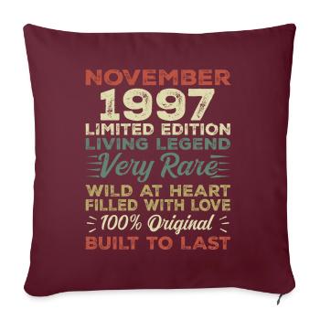 Légende Depuis Novembre 1997 Millésime Novembre 1997 - Housse de coussin décorative 45 x 45 cm - bordeaux - Devant