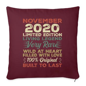 Légende Depuis Novembre 2020 Millésime Novembre 2020 - Housse de coussin décorative 45 x 45 cm - bordeaux - Devant