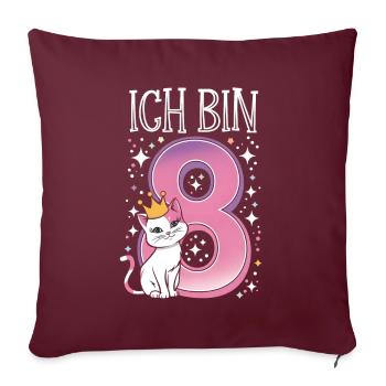 8ème anniversaire Chat Chaton Anniversaire des enfants - Housse de coussin décorative 45 x 45 cm - bordeaux - Devant