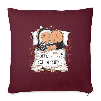 Chemise de nuit officielle Sweet Dino Couple - Housse de coussin décorative 45 x 45 cm - bordeaux - Devant