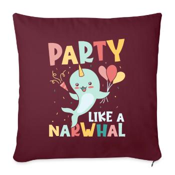 Sciences marines Narval Licorne de la mer - Housse de coussin décorative 45 x 45 cm - bordeaux - Devant