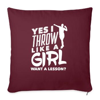 Lancer du disque Athlète Cadeau d’athlète - Housse de coussin décorative 45 x 45 cm - bordeaux - Devant