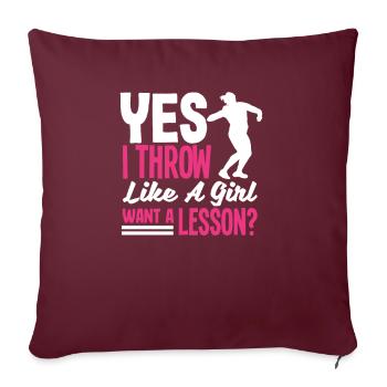 Lancer du disque Athlète Cadeau d’athlète - Housse de coussin décorative 45 x 45 cm - bordeaux - Devant