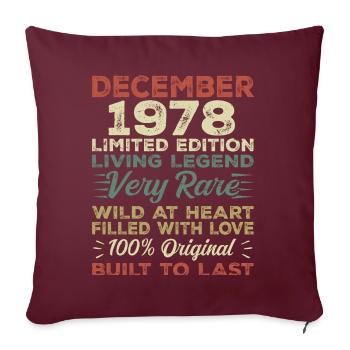 Décembre 1978 - anniversaire Décembre 1978 année - Housse de coussin décorative 45 x 45 cm - bordeaux - Devant