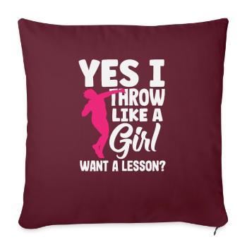 Lancer du disque Athlète Cadeau d’athlète - Housse de coussin décorative 45 x 45 cm - bordeaux - Devant