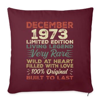 Décembre 1973 - anniversaire Décembre 1973 année - Housse de coussin décorative 45 x 45 cm - bordeaux - Devant