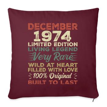 Décembre 1974 - anniversaire Décembre 1974 année - Housse de coussin décorative 45 x 45 cm - bordeaux - Devant